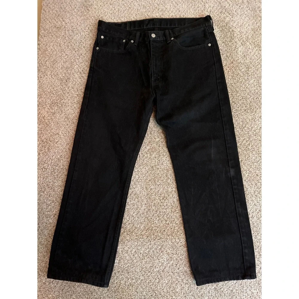 Levi's Men's 505 Straight Fit Jeans 36x30 Black Straight Leg Denim Pantss